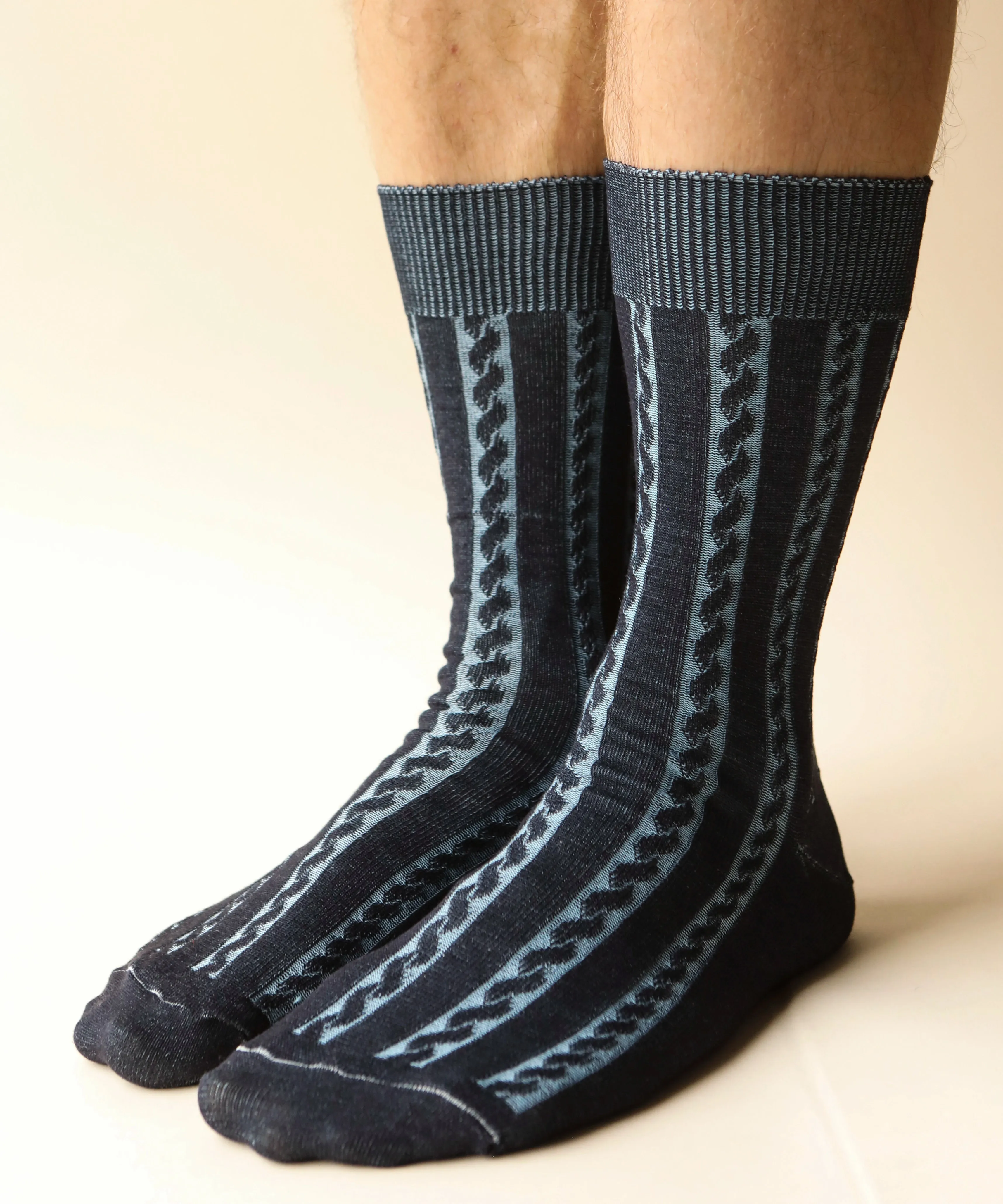 Cable Cotton Dress Socks | Navy sold by OKAYOK product image thumbnail 2