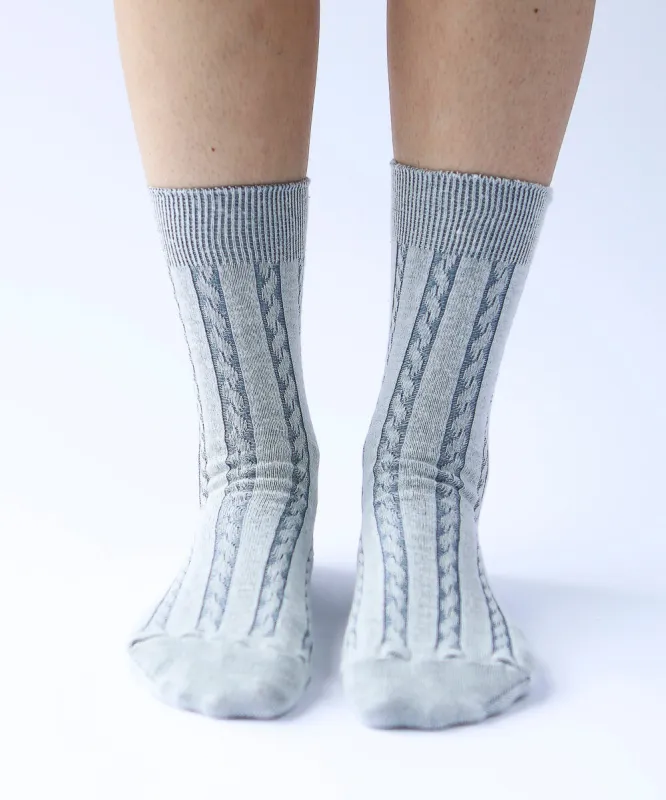 Cable Cotton Dress Socks | Stone Wash sold by OKAYOK