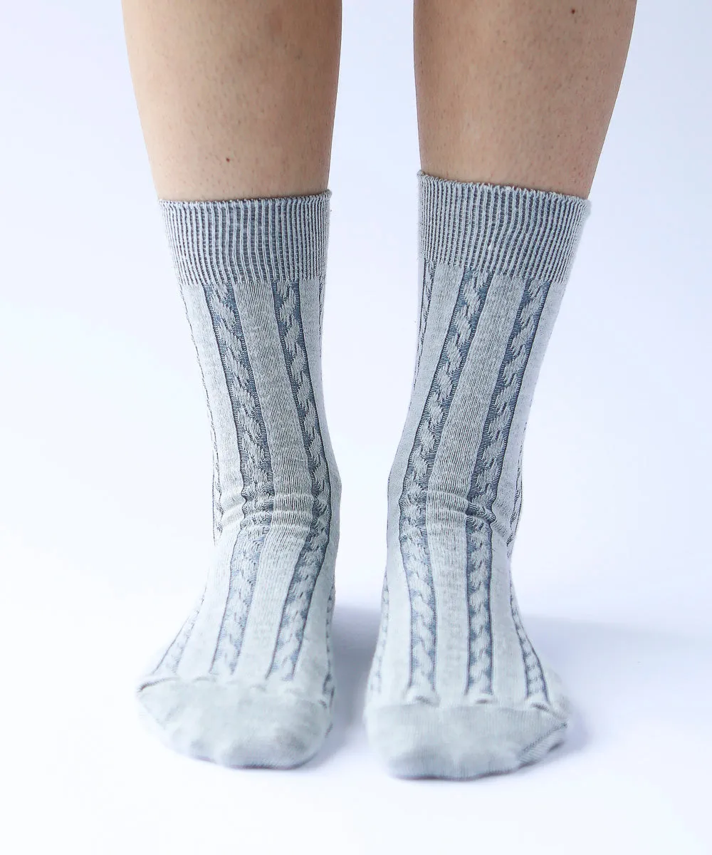 Cable Cotton Dress Socks | Stone Wash sold by OKAYOK