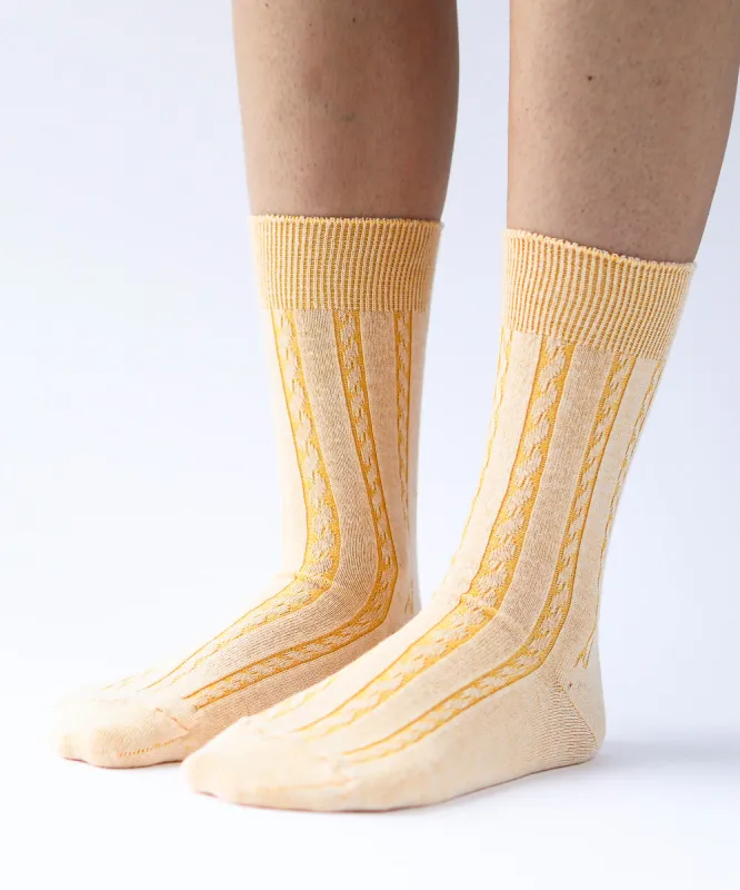 Cable Cotton Dress Socks | Creamsicle sold by OKAYOK