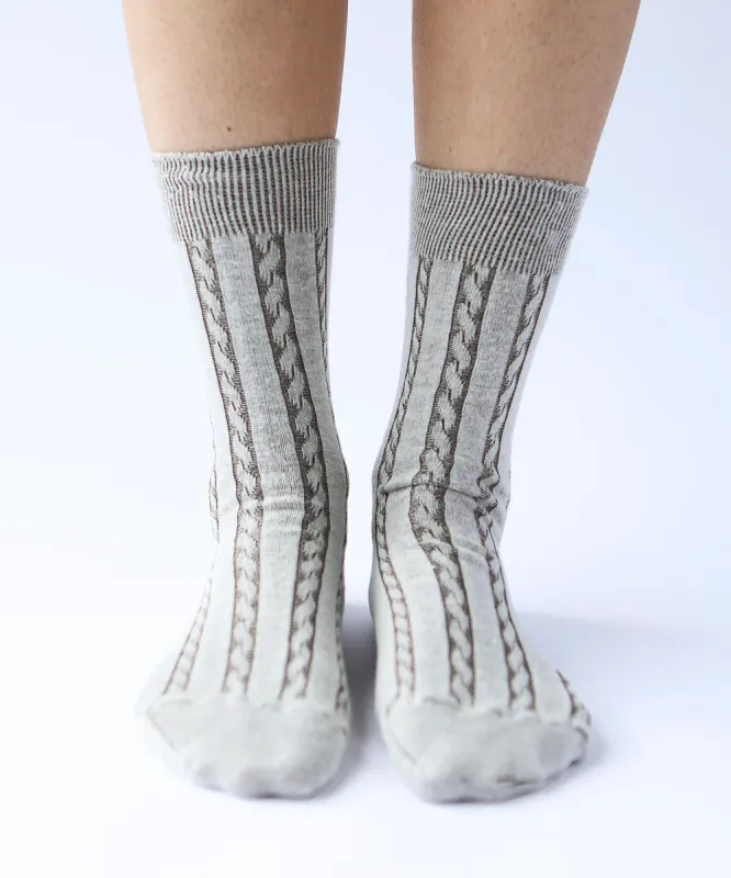 Cable Cotton Dress Socks | Cookies and Cream sold by OKAYOK