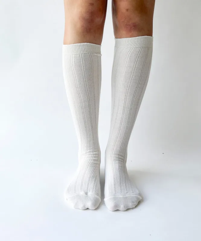 Wool Knee High Socks | Ivory sold by OKAYOK