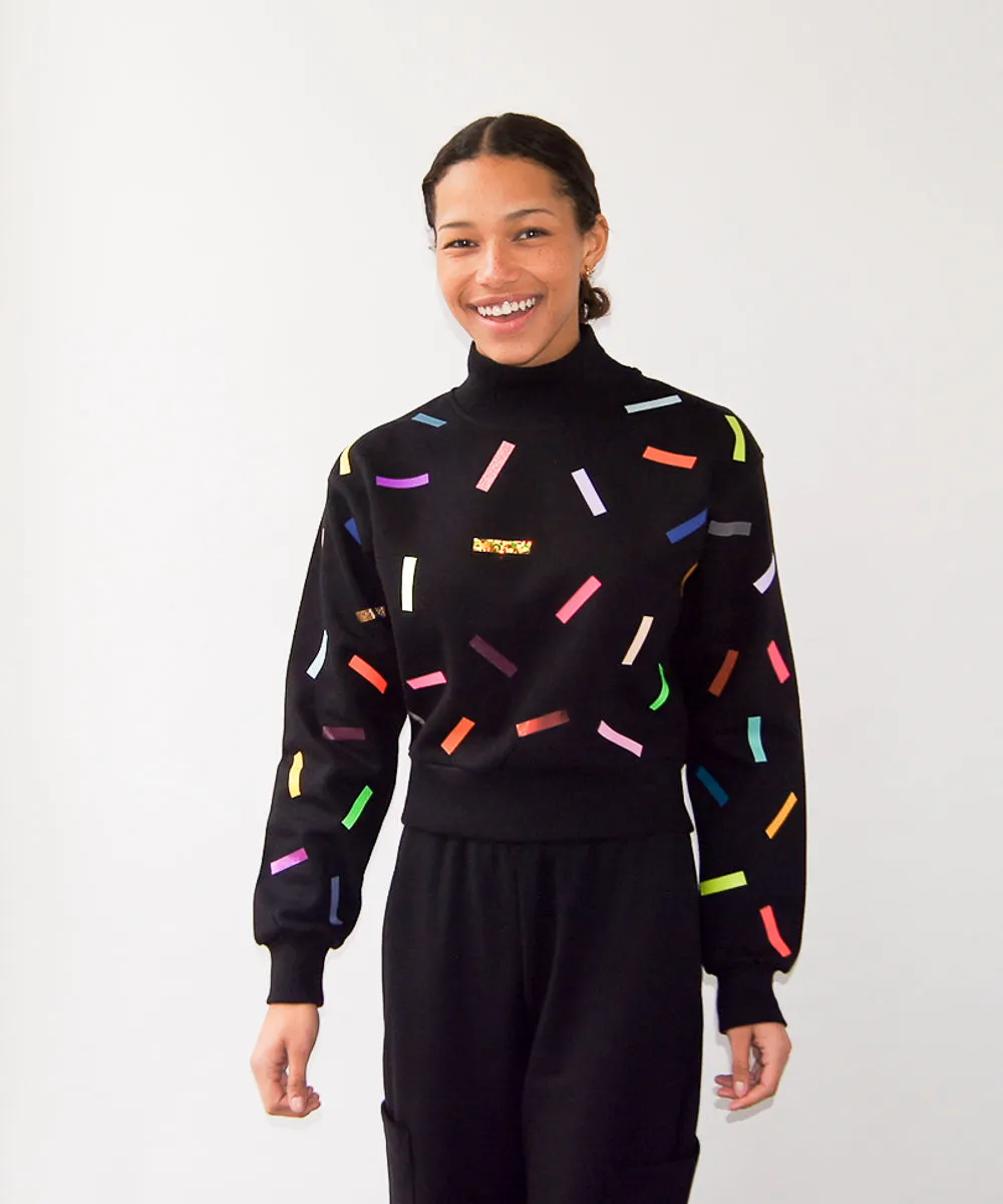Mockneck Confetti Laine Sweatshirt | Black sold by OKAYOK