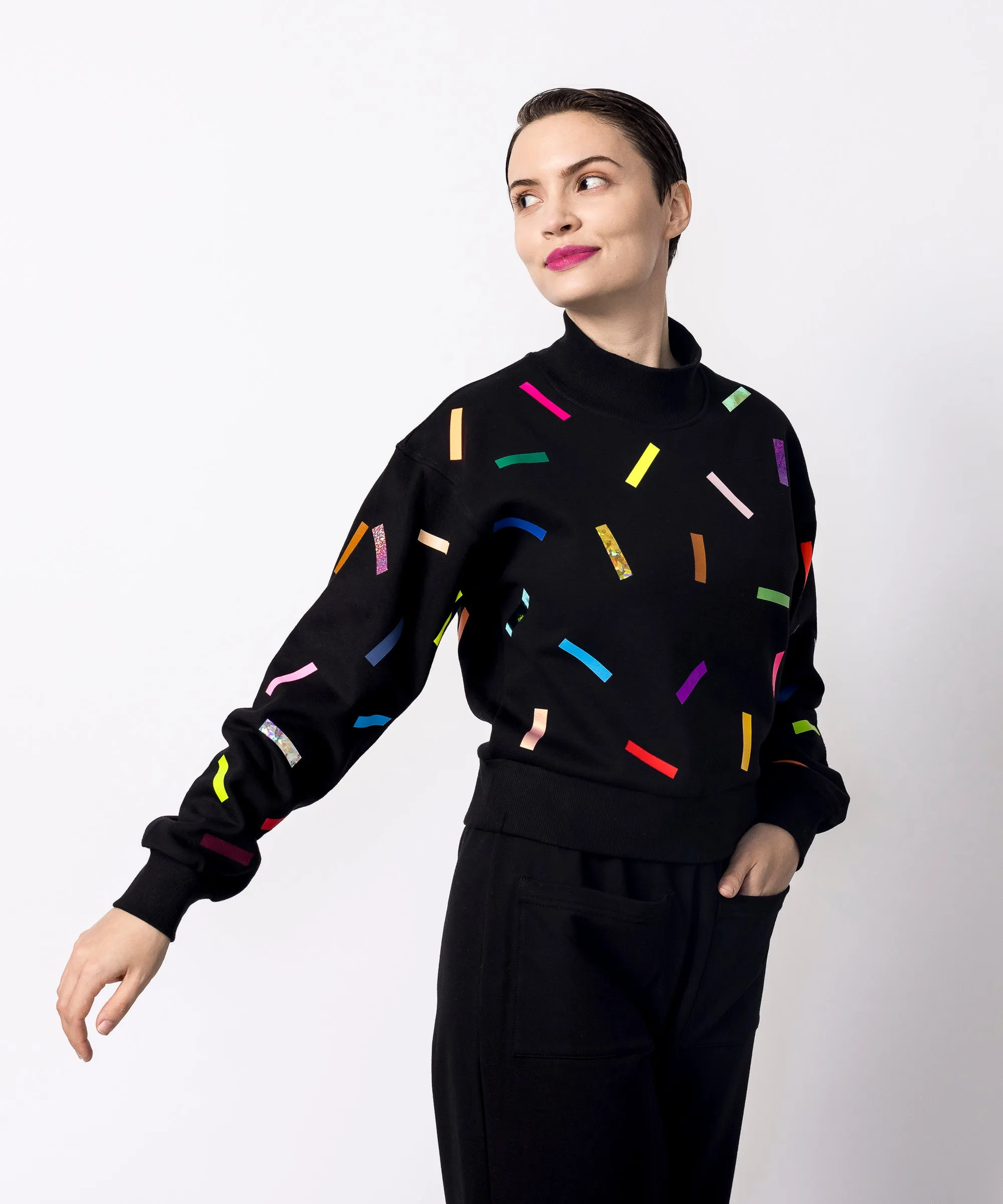 Mockneck Confetti Laine Sweatshirt | Black sold by OKAYOK product image thumbnail 3