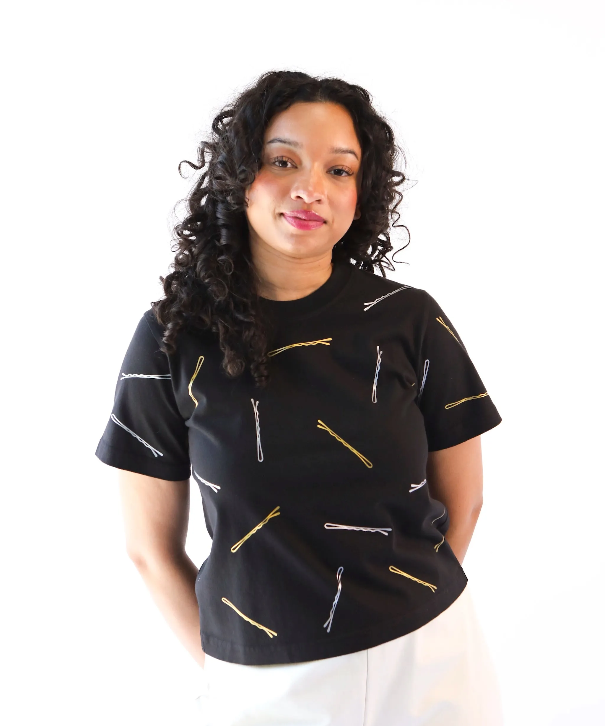 Bobby Pin Boxy Cotton Tshirt | Black sold by OKAYOK