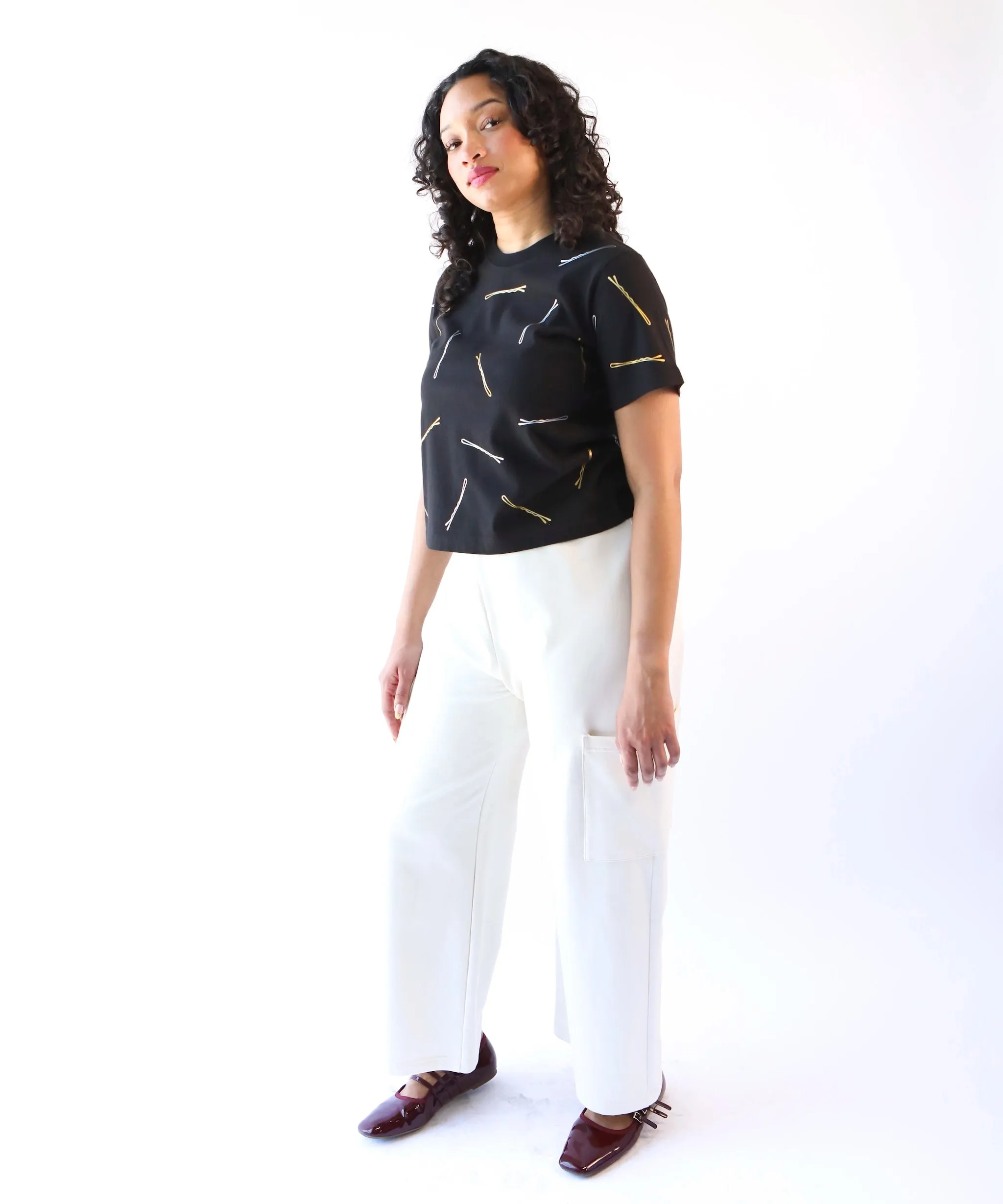 Bobby Pin Boxy Cotton Tshirt | Black sold by OKAYOK product image thumbnail 2