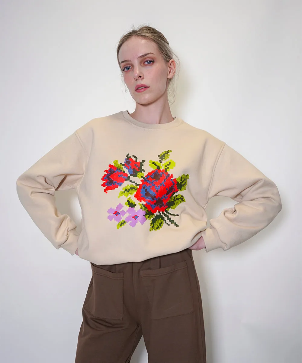 Pixelated Floral Oversized Sweatshirt | XL sold by OKAYOK product image thumbnail 2