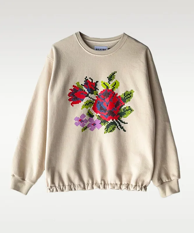 Pixelated Floral Oversized Sweatshirt | XL made by OKAYOK