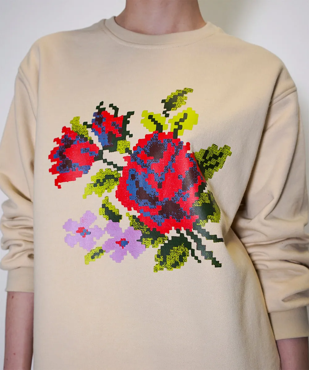 Pixelated Floral Oversized Sweatshirt | XL sold by OKAYOK product image thumbnail 3