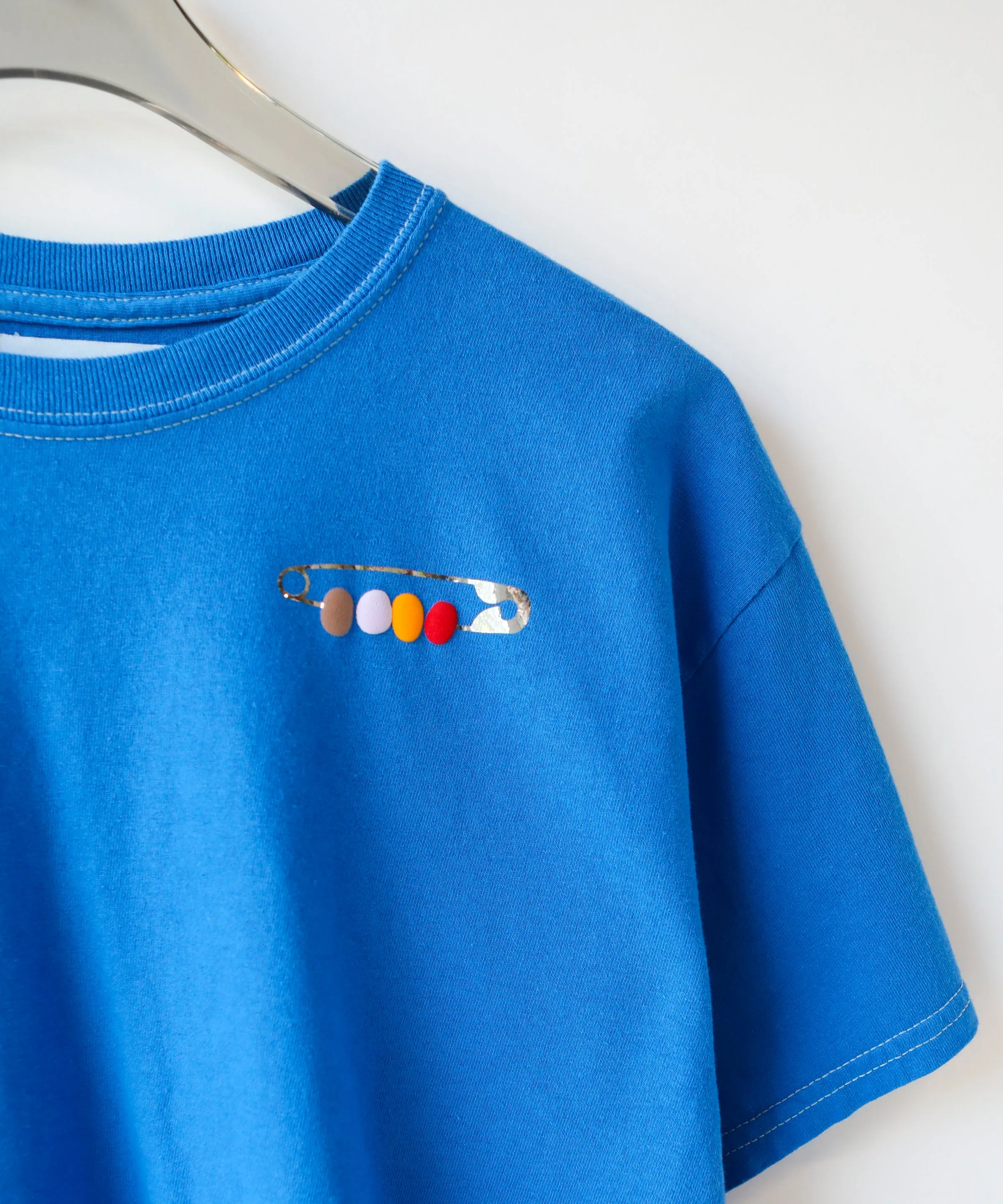 Friendship Pin Cotton TShirt | Cobalt X-Small sold by OKAYOK product image thumbnail 3