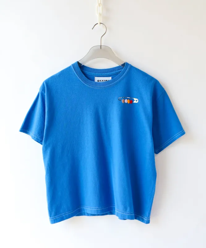 Friendship Pin Cotton TShirt | Cobalt X-Small sold by OKAYOK