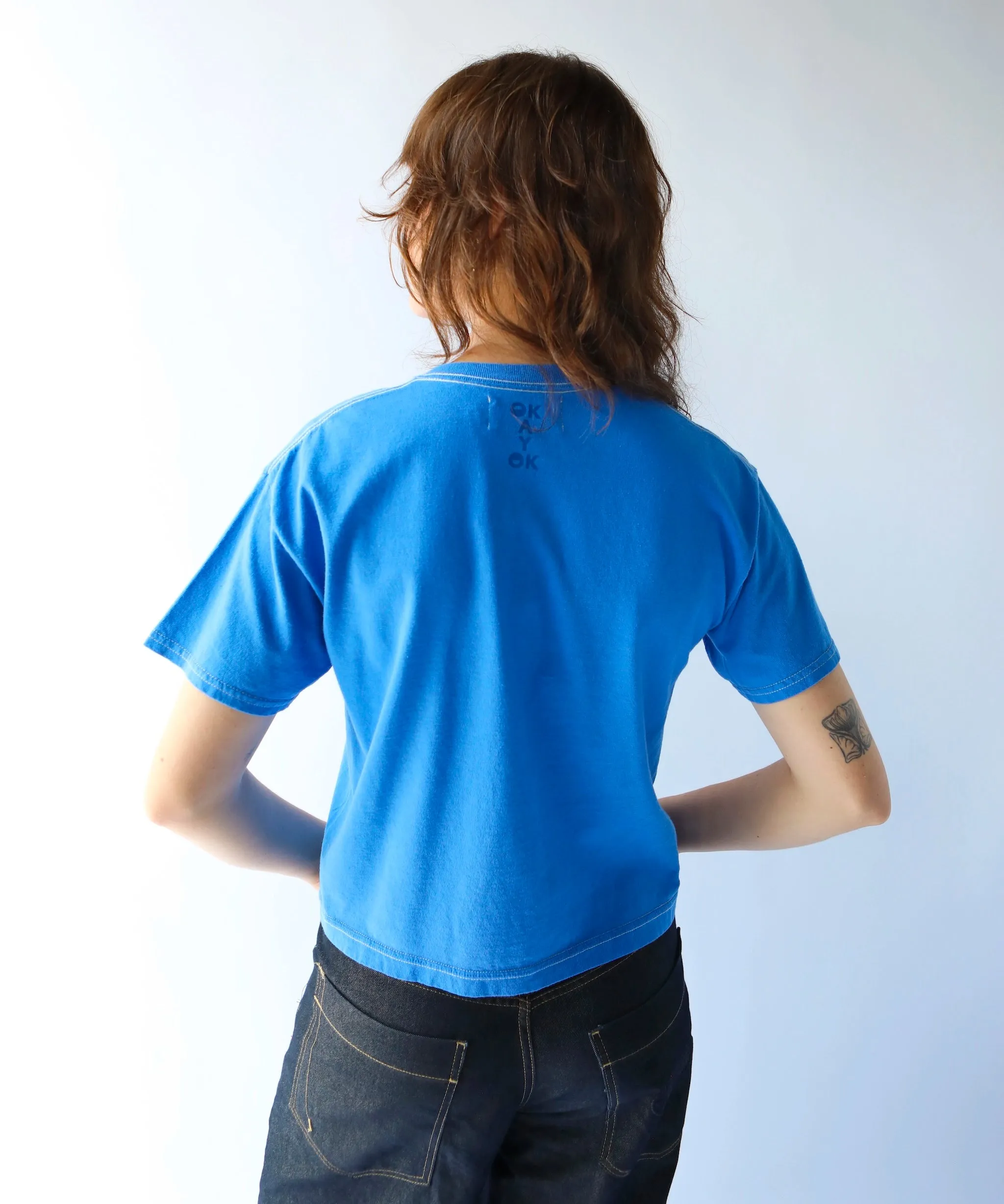 Friendship Pin Cotton TShirt | Cobalt X-Small sold by OKAYOK product image thumbnail 5