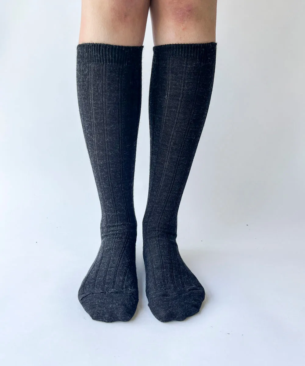 Wool Knee High Socks | Dark Charcoal sold by OKAYOK