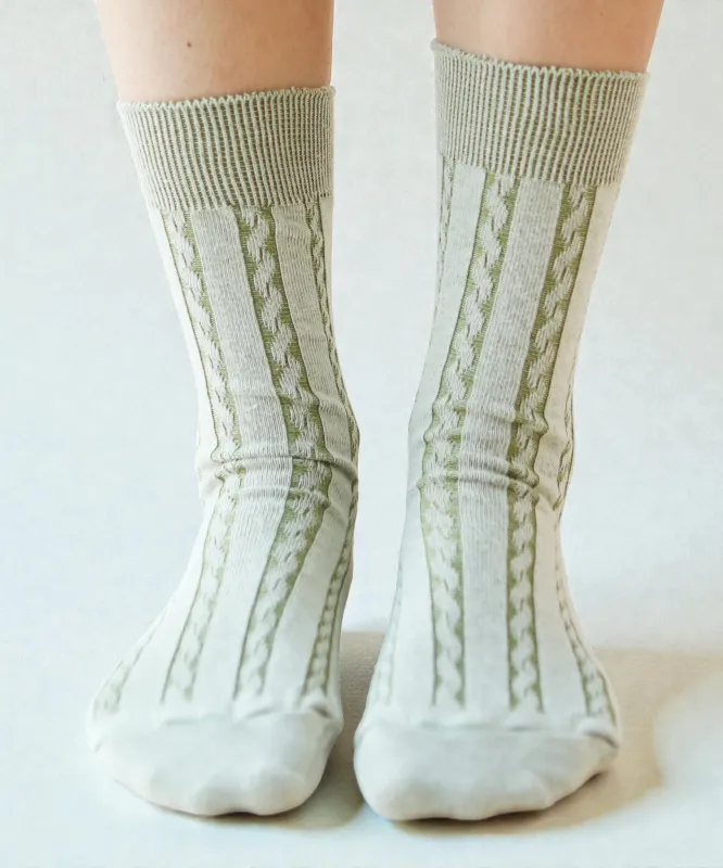 Cable Cotton Dress Socks | Thyme made by OKAYOK