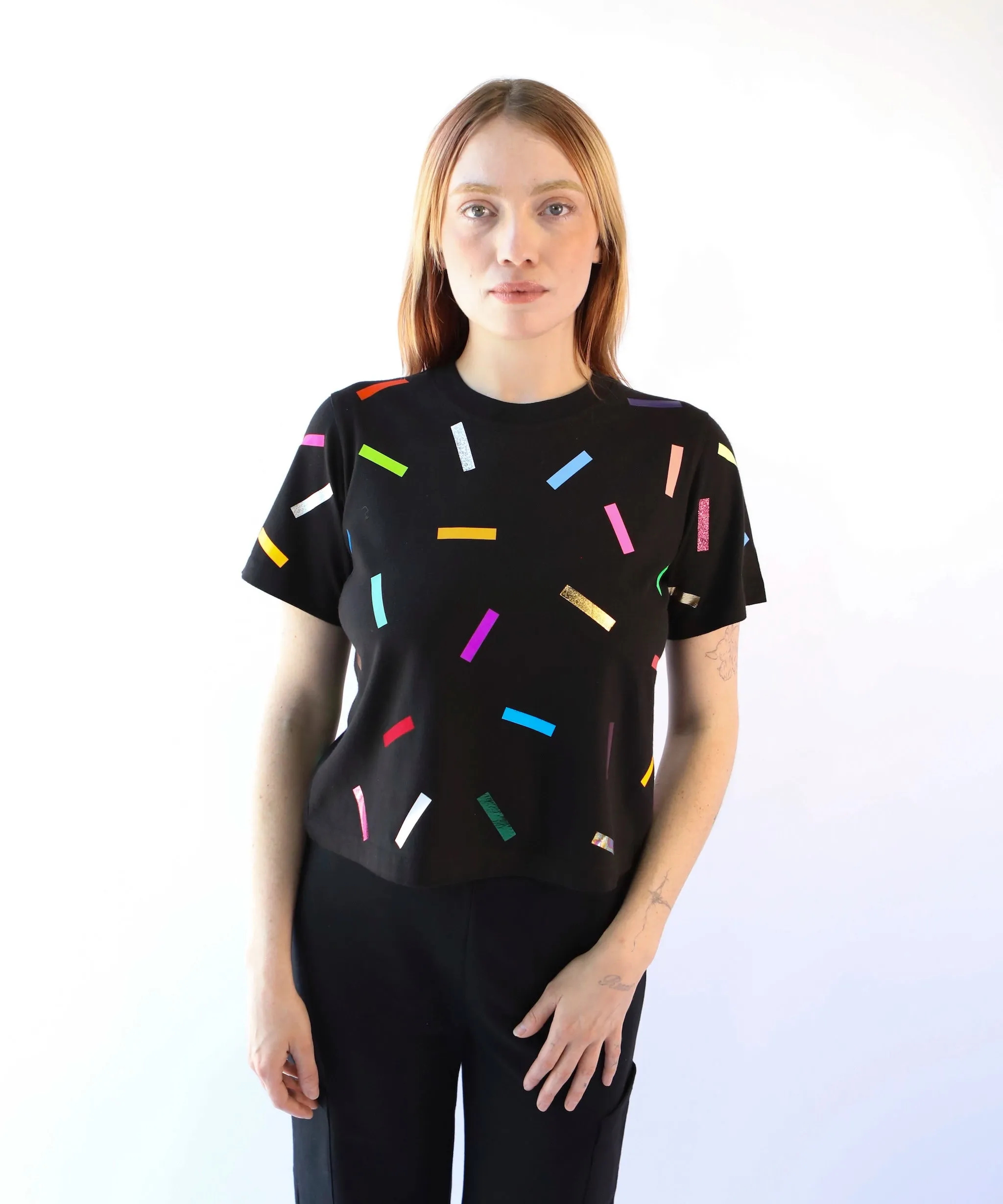 (Pre-order) Confetti Boxy Cotton Tshirt | Black sold by OKAYOK product image thumbnail 2