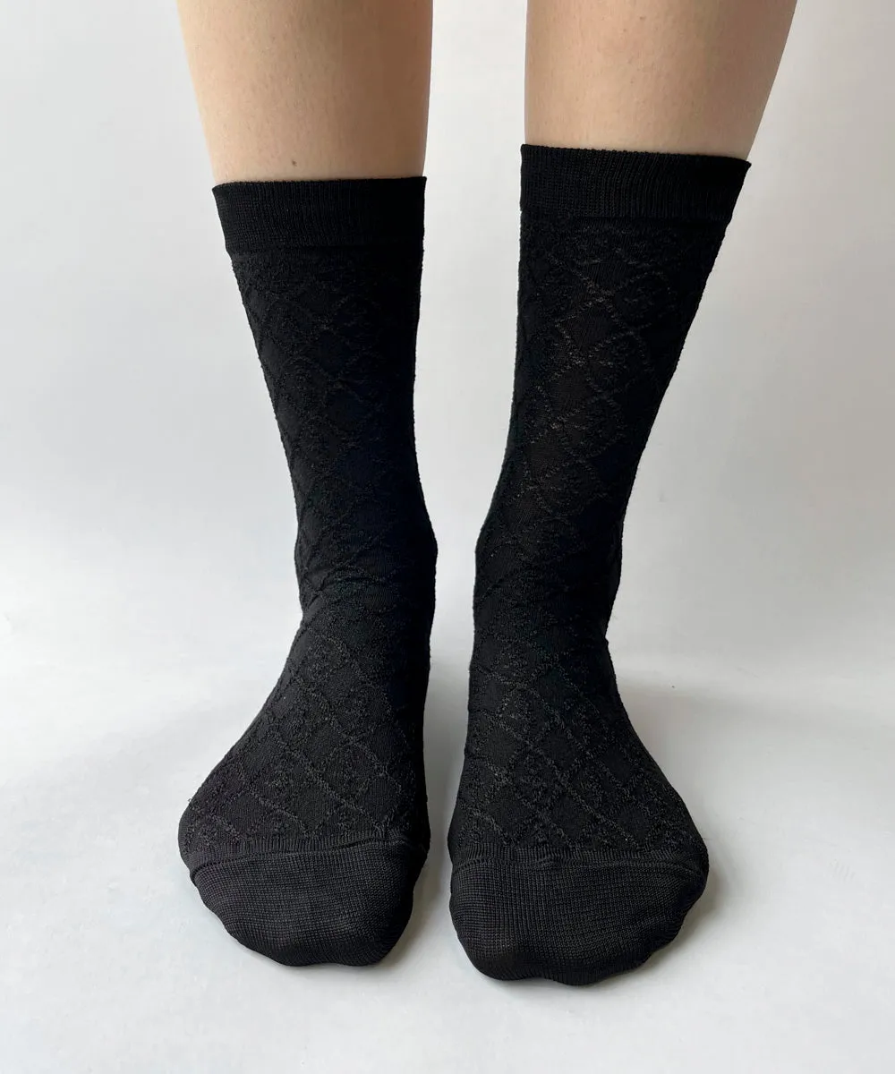 Silky Rayon Diamond Jacquard Dress Socks - S/M sold by OKAYOK product image thumbnail 2