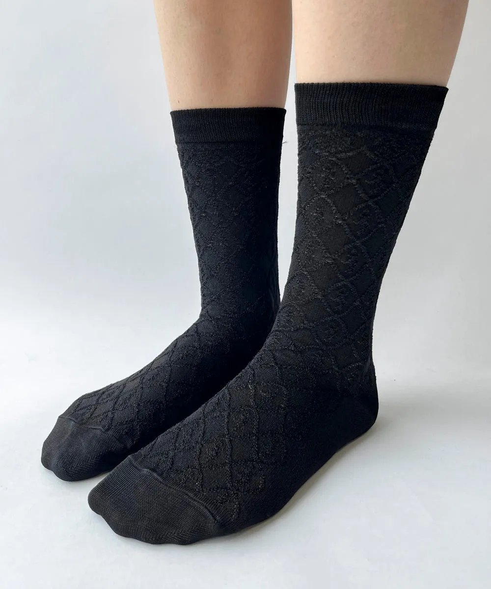 Silky Rayon Diamond Jacquard Dress Socks - S/M sold by OKAYOK product image thumbnail 3