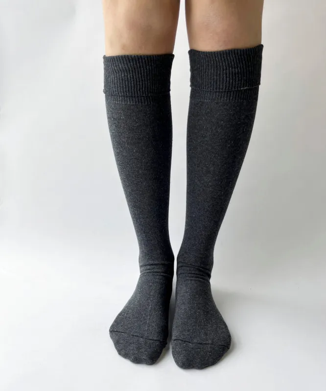 Dark Grey Cotton Knee Highs - S/M made by OKAYOK