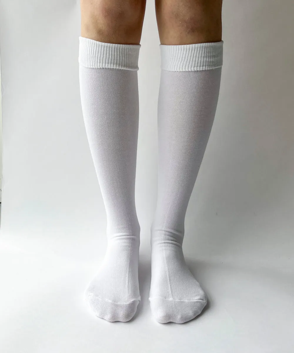 White Cotton Knee Highs - S/M sold by OKAYOK
