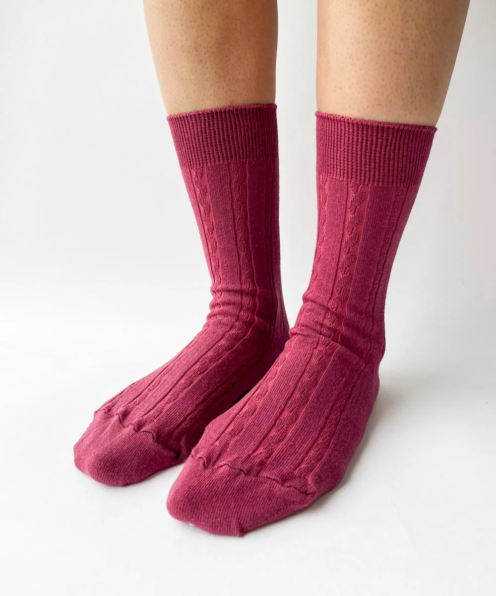 Cable Knit Dress Socks - S/M Raspberry sold by OKAYOK product image thumbnail 2