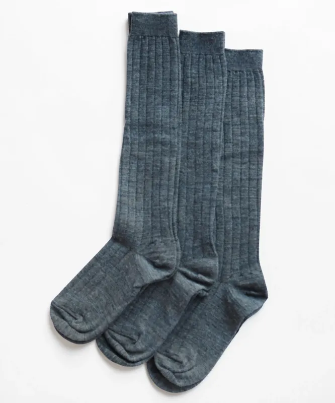 Wool Knee High Socks | Charcoal Seconds made by OKAYOK