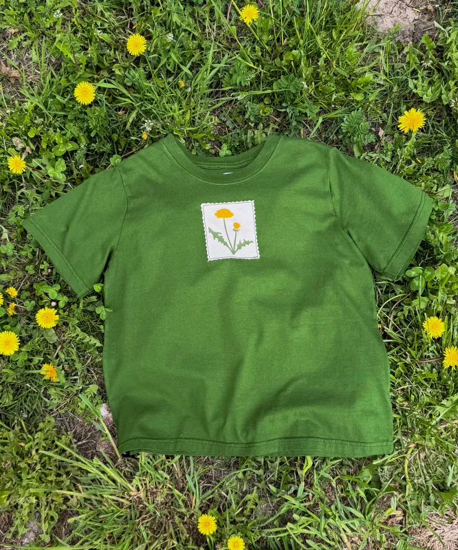 Dandelion Applique Boxy TShirt | Moss made by OKAYOK