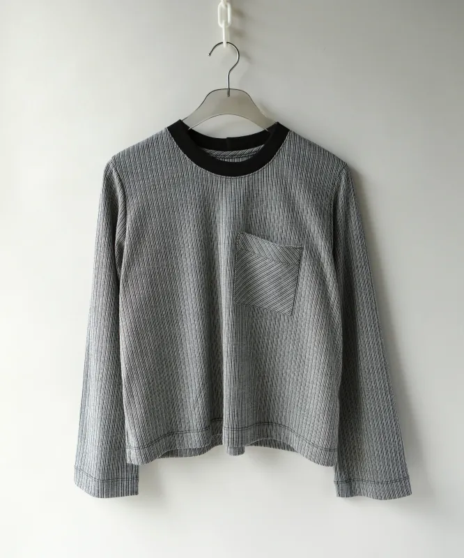 Fine Stripe Long Sleeve Boxy TShirt made by OKAYOK