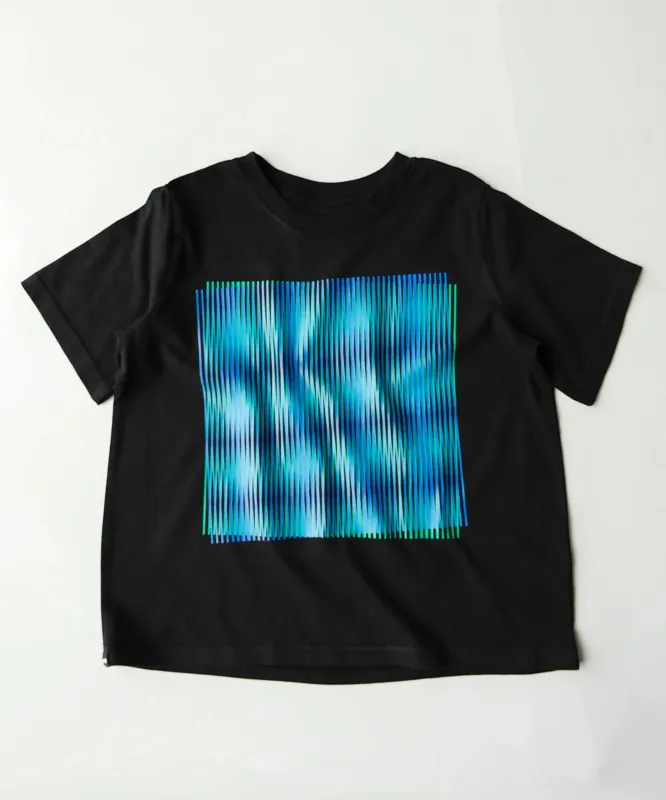 Black Moiré Boxy Cotton TShirt made by OKAYOK