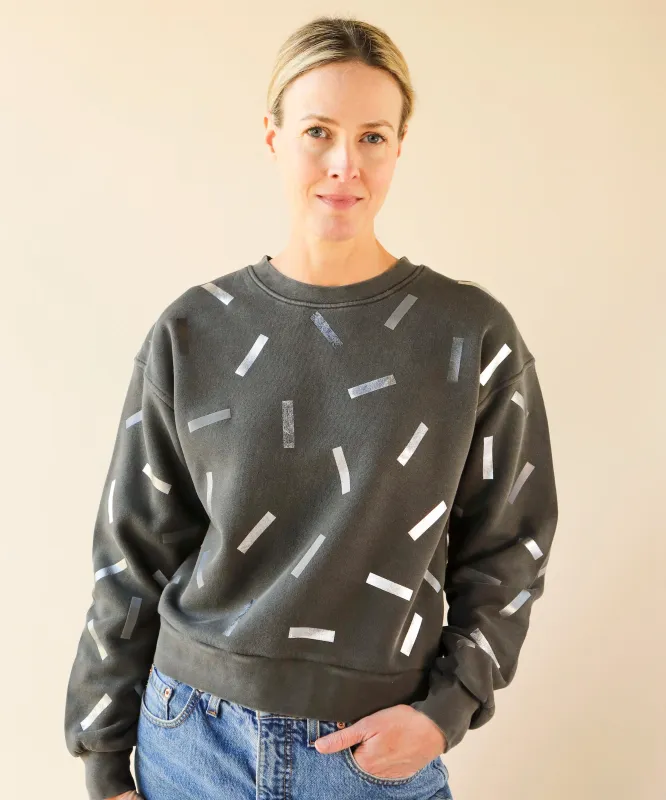 Pigment Silver Confetti Women's Cotton Sweatshirt made by OKAYOK