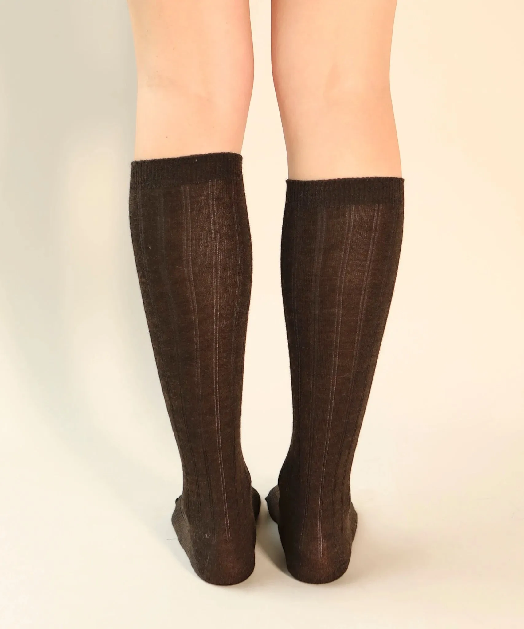 Dark Brown Wool Knee High Socks sold by OKAYOK product image thumbnail 4