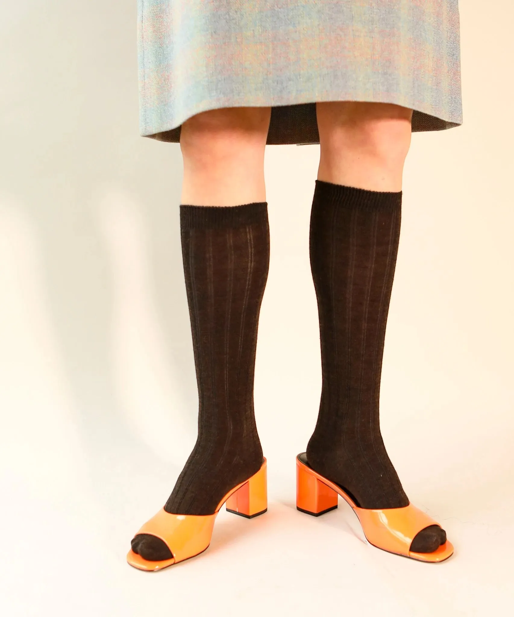 Dark Brown Wool Knee High Socks sold by OKAYOK product image thumbnail 2
