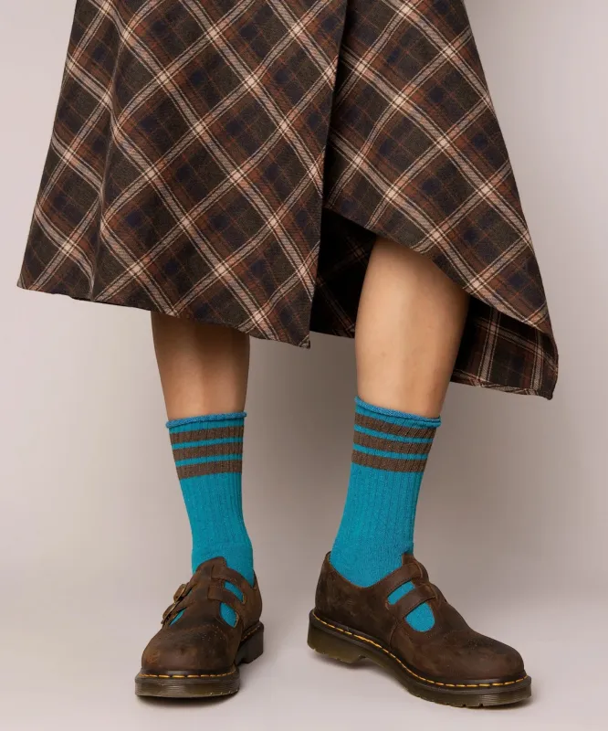 Cotton Sport Socks | Teal & Brown made by OKAYOK