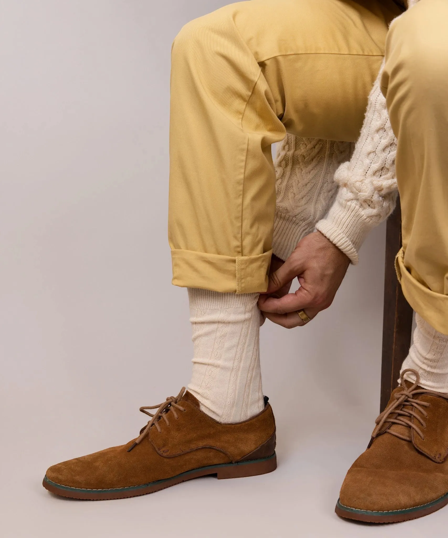 Cable Cotton Dress Socks | Buttermilk sold by OKAYOK product image thumbnail 2