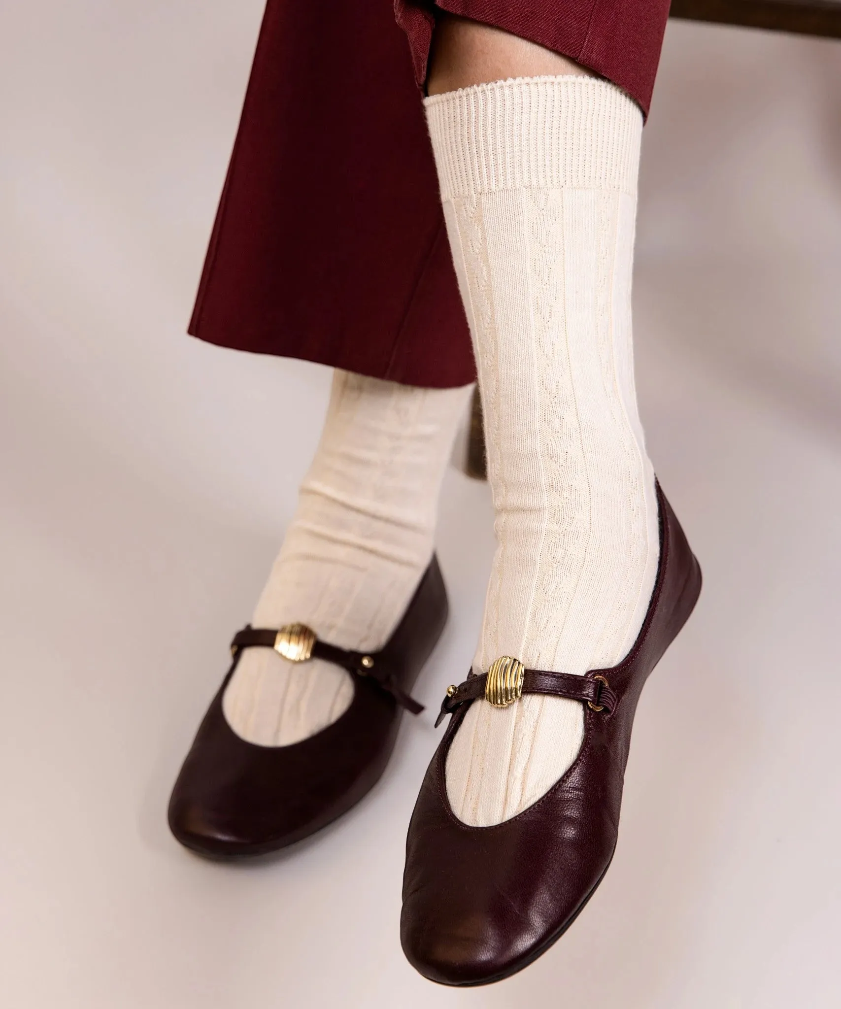 Cable Cotton Dress Socks | Buttermilk sold by OKAYOK product image thumbnail 3