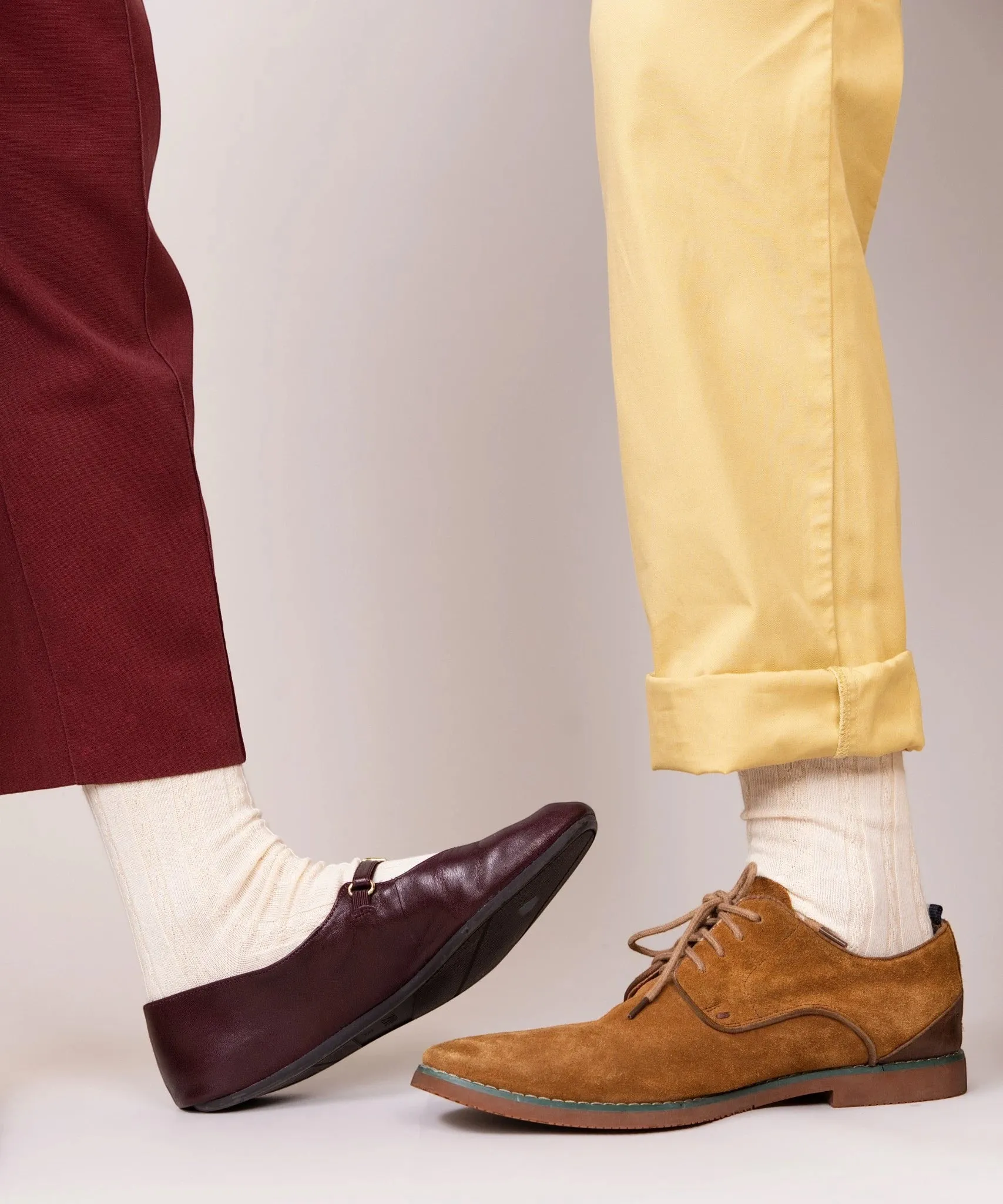 Cable Cotton Dress Socks | Buttermilk sold by OKAYOK