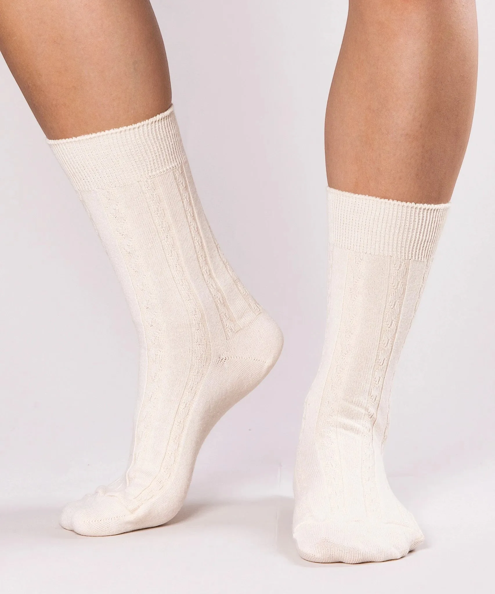 Cable Cotton Dress Socks | Buttermilk sold by OKAYOK product image thumbnail 5