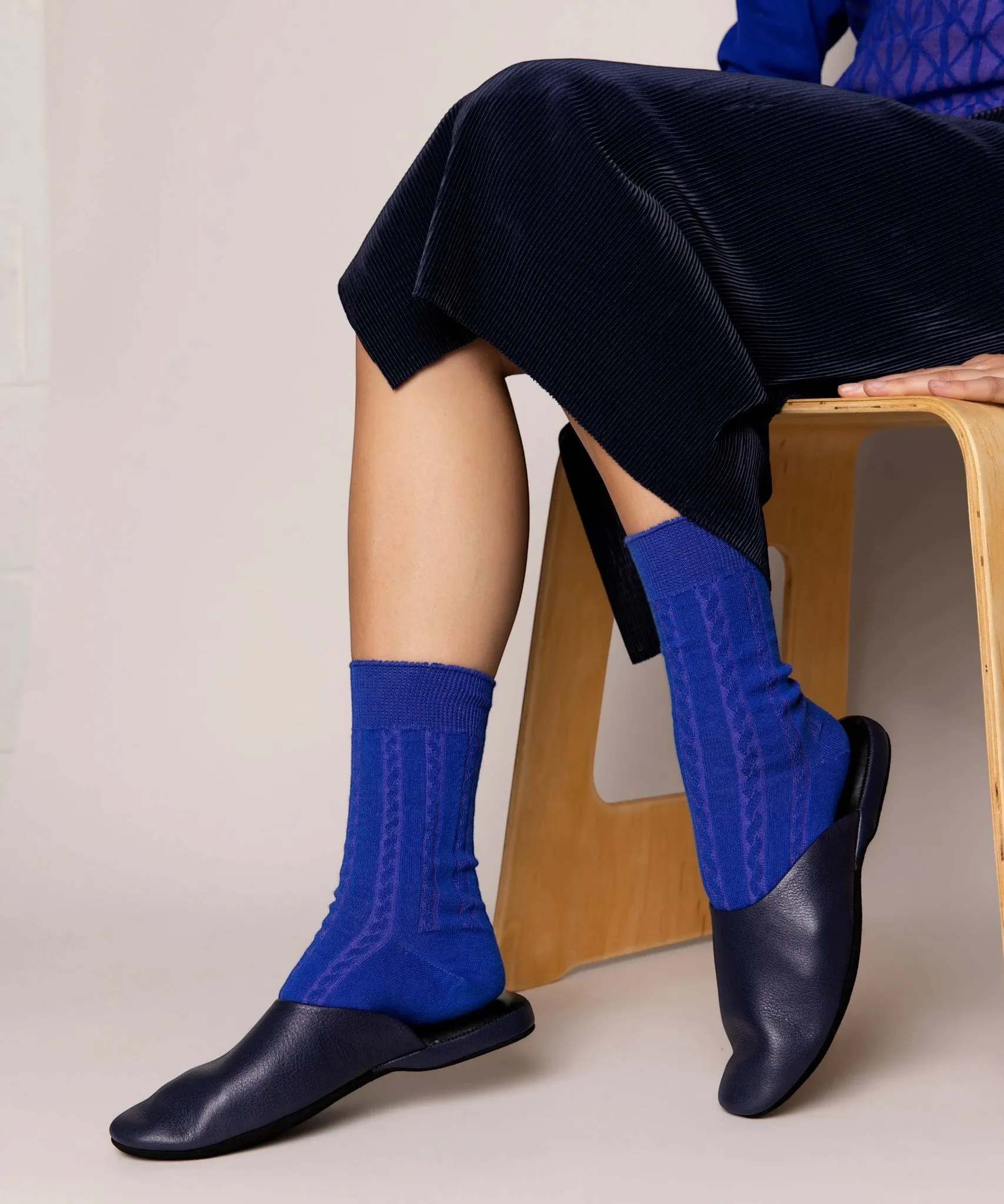 Cable Cotton Dress Socks | Bluelight sold by OKAYOK