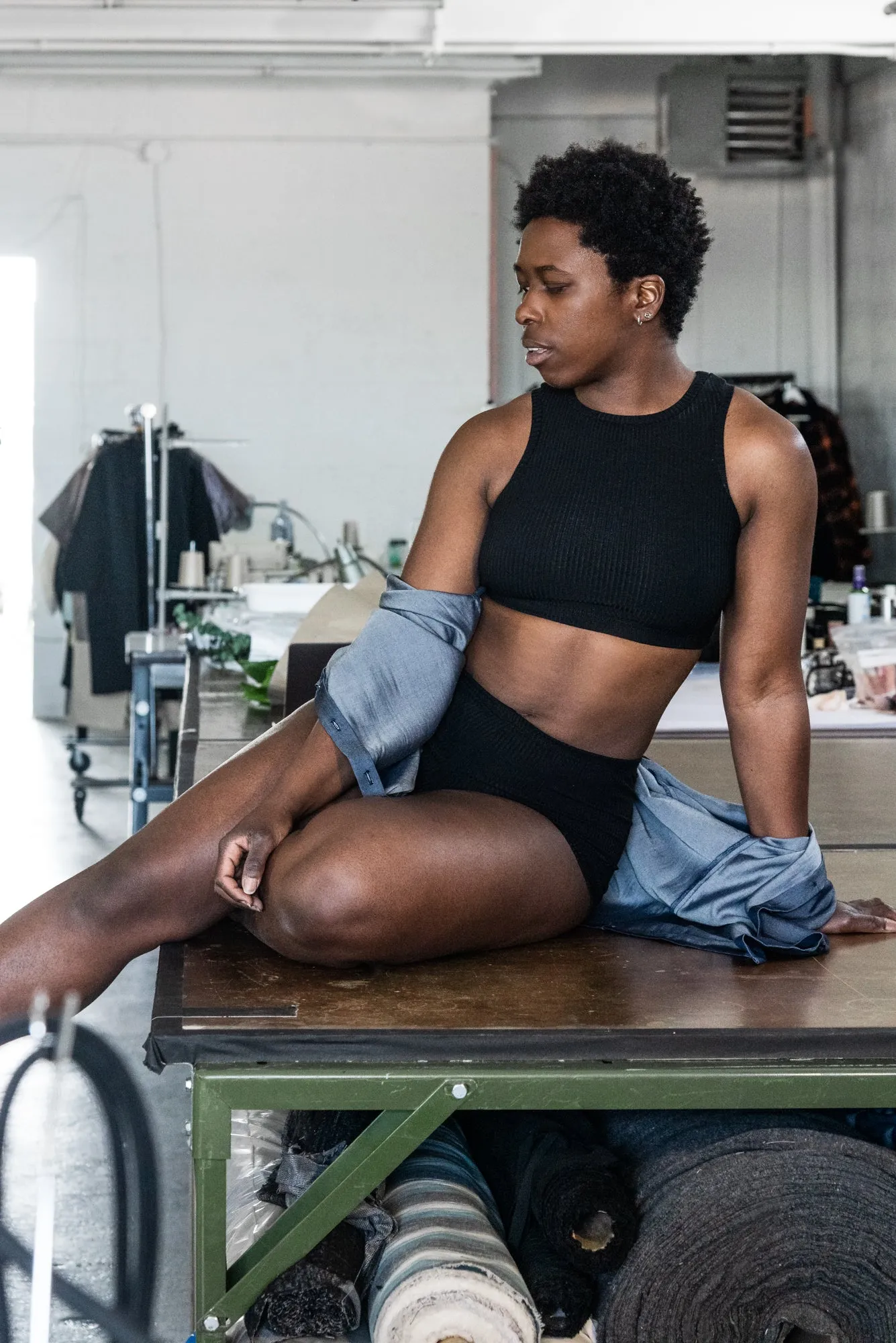 Bralette and shorts sold by MAS