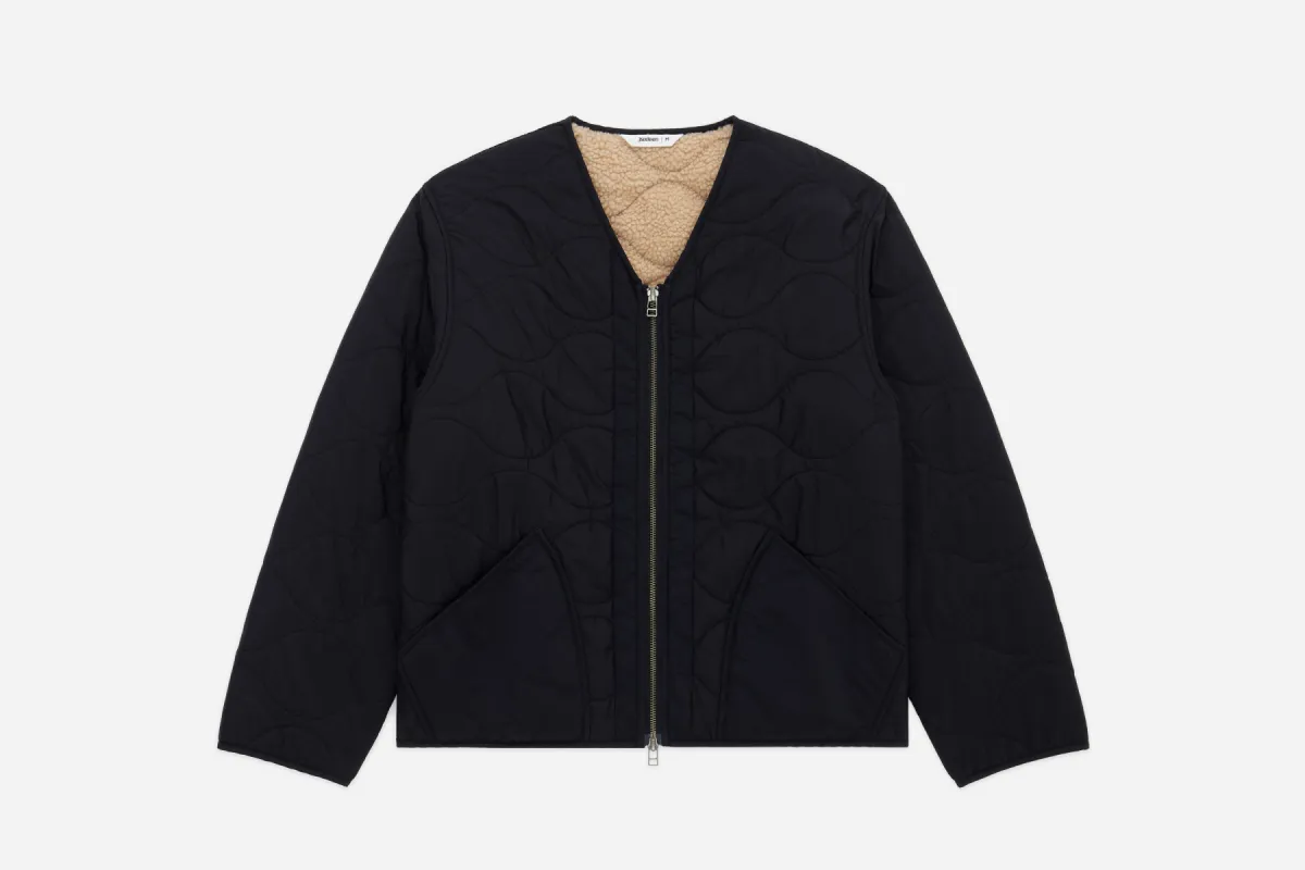 Zip Liner Jacket ~ Black Nylon/Sherpa sold by 3sixteen