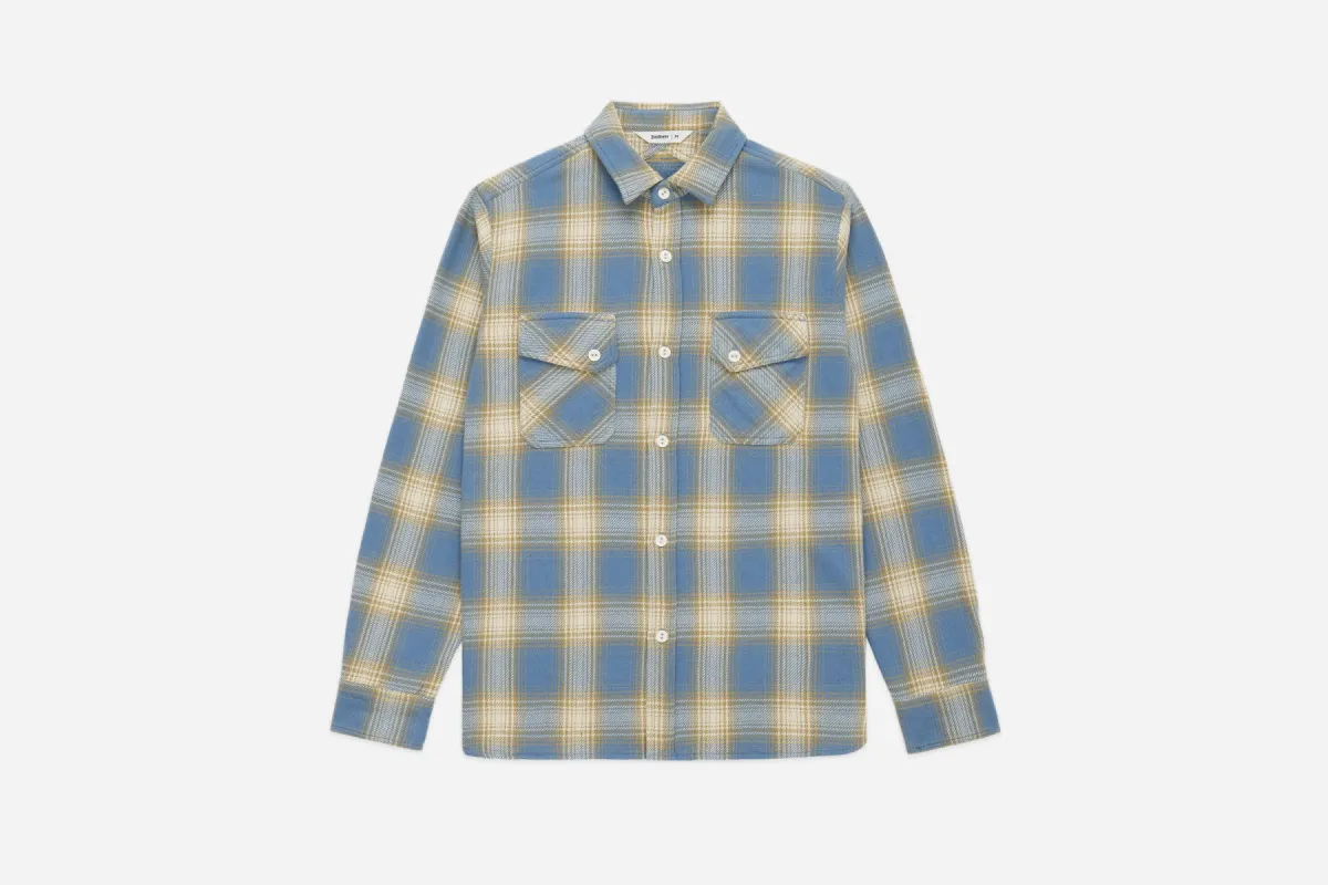 Crosscut Flannel ~ Powder Blue Plaid sold by 3sixteen