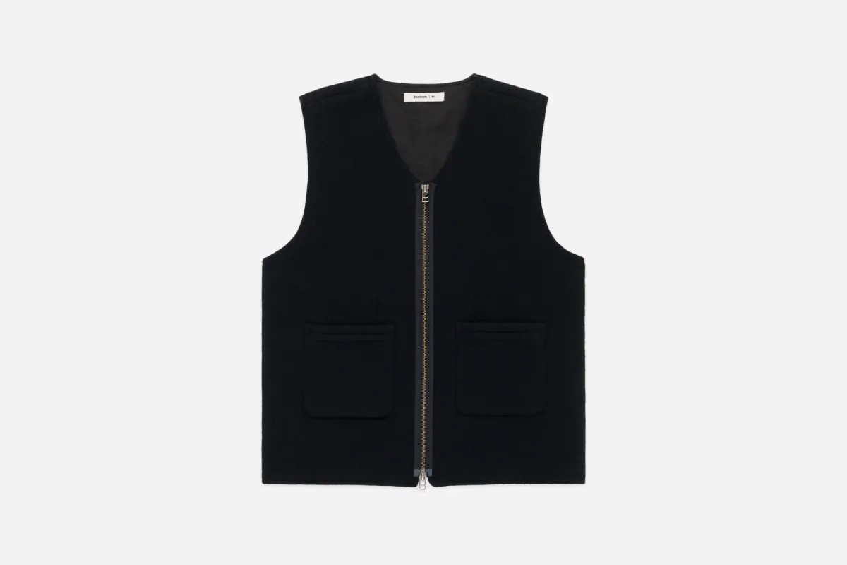 Zip Vest ~ Black Wool/Cashmere sold by 3sixteen