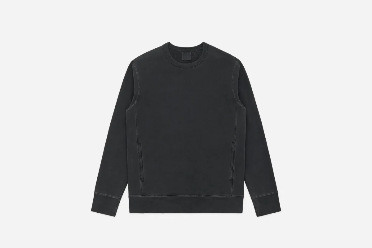 Garment Dyed French Terry Crewneck ~ Smoke sold by 3sixteen