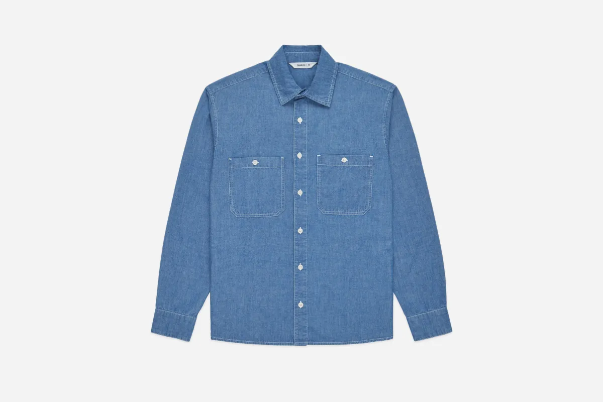Utility Shirt ~ Indigo Chambray sold by 3sixteen