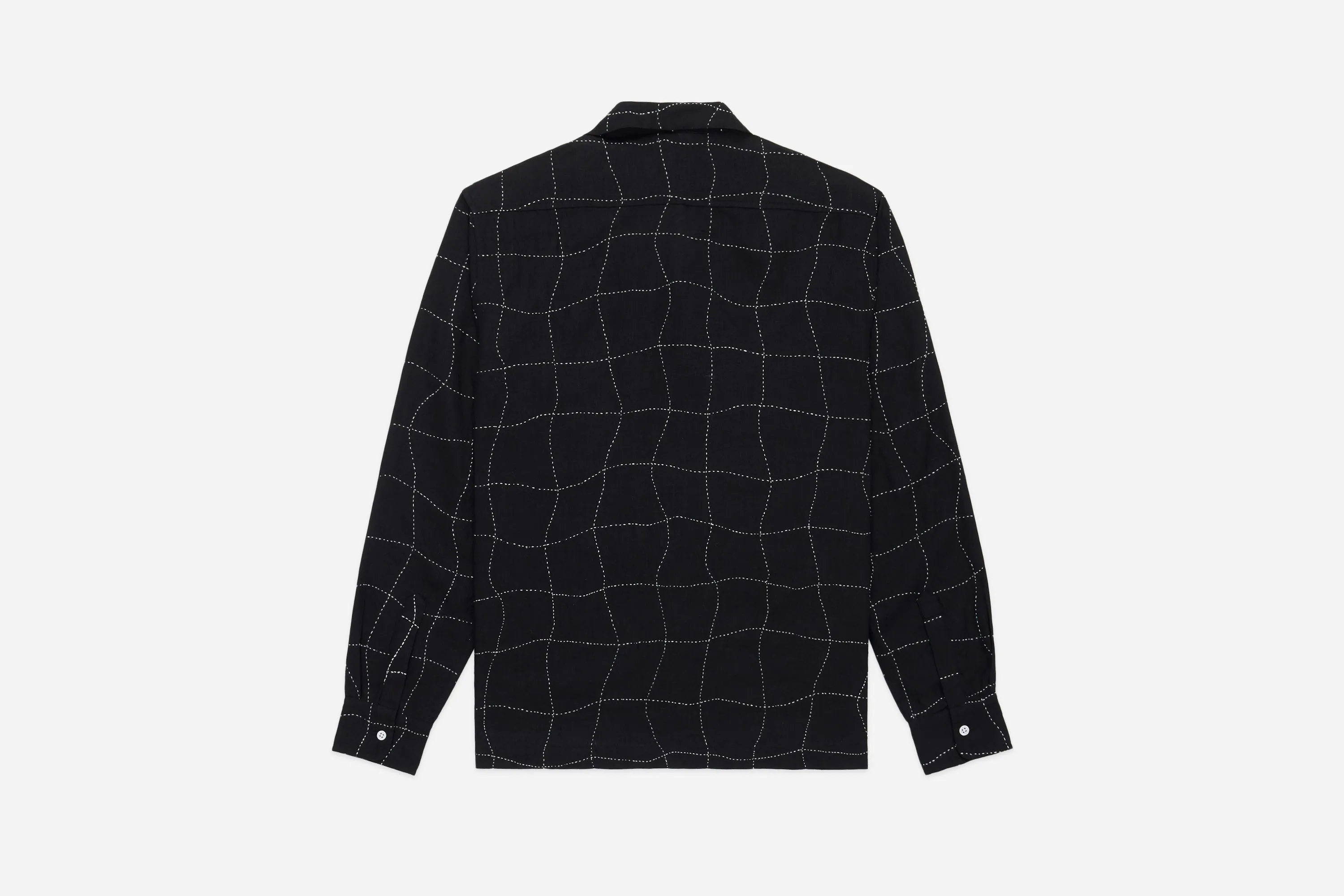 Loop Collar Shirt ~ Black Linen Drunk Chess sold by 3sixteen product image thumbnail 2