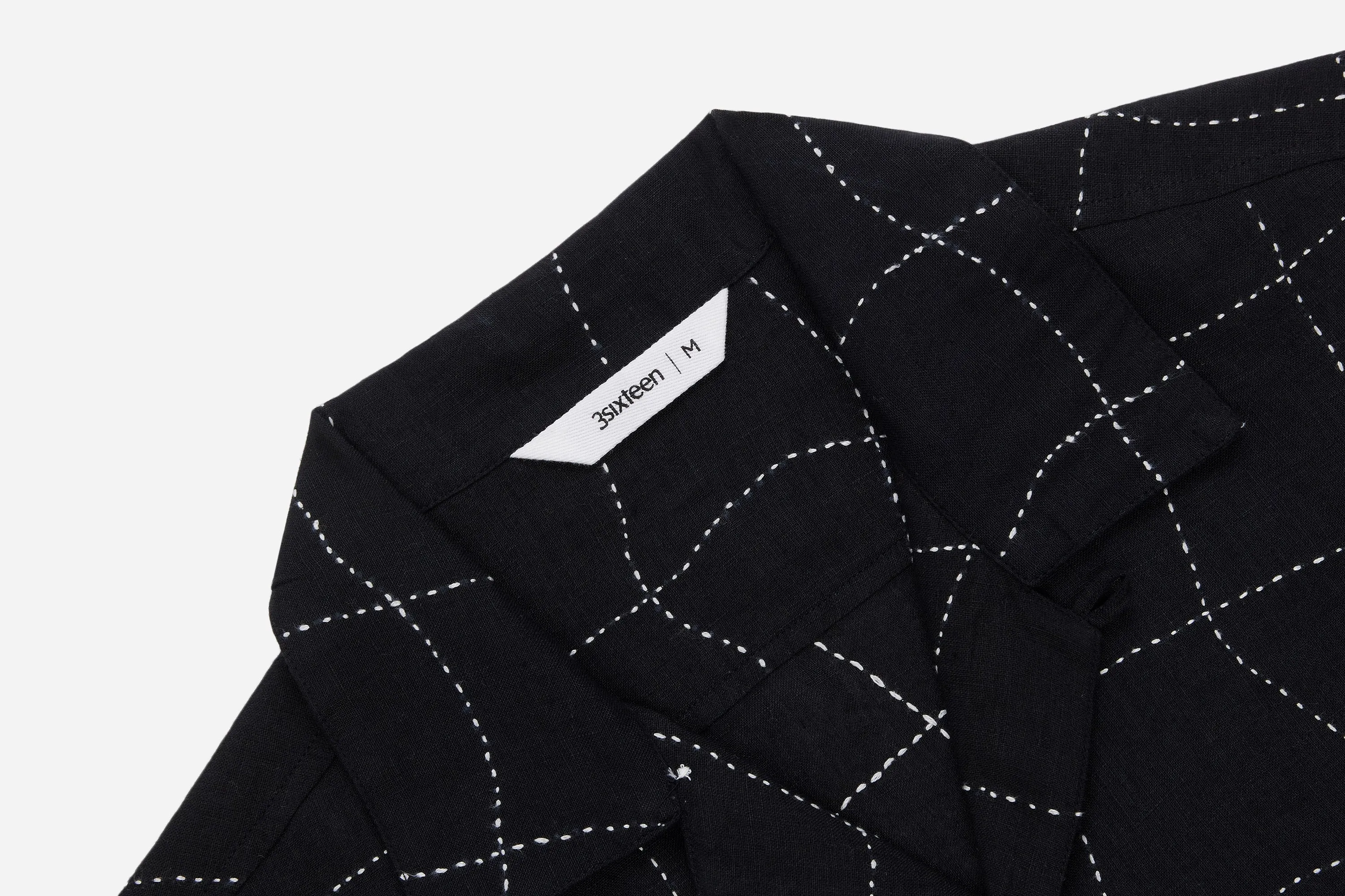 Loop Collar Shirt ~ Black Linen Drunk Chess sold by 3sixteen product image thumbnail 3