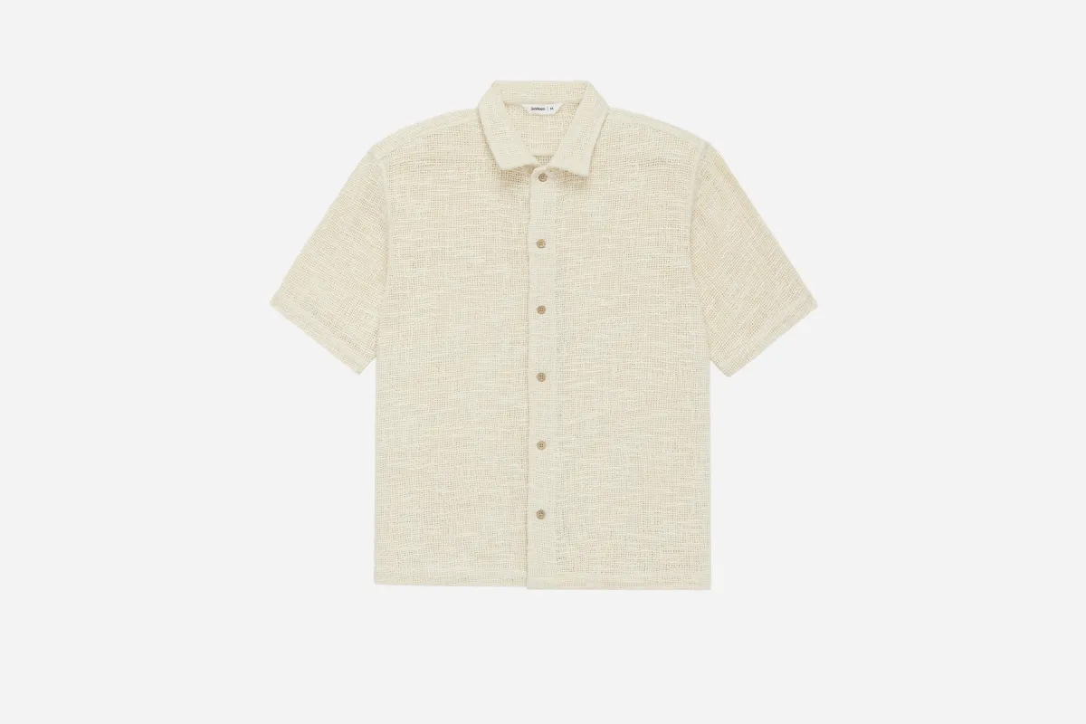Short Sleeve Workshirt ~ Ecru Cotton Mesh sold by 3sixteen