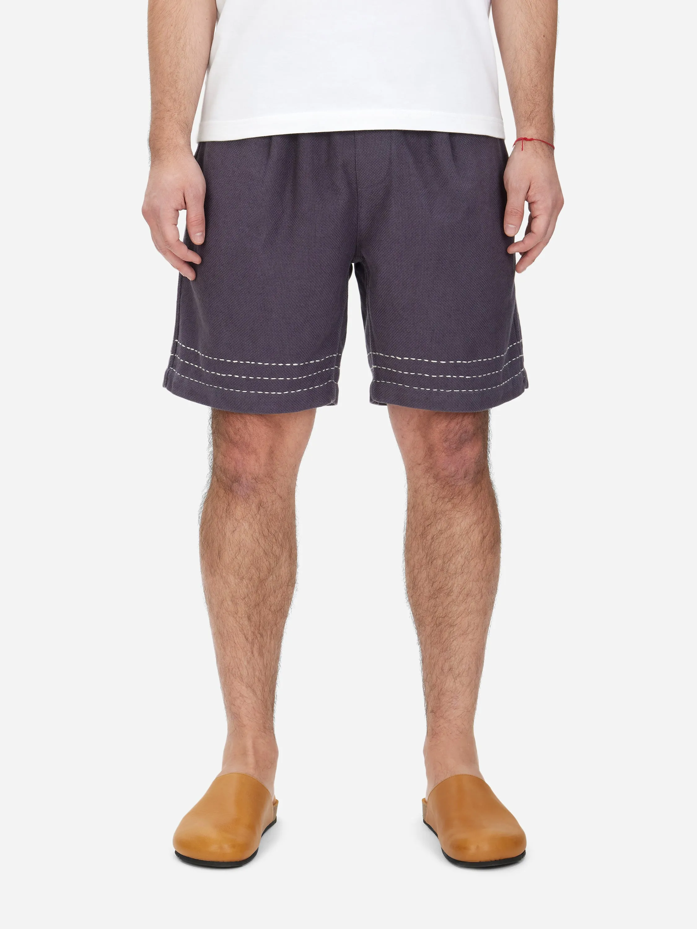 Club Short ~ Plum Hand Stitch sold by 3sixteen
