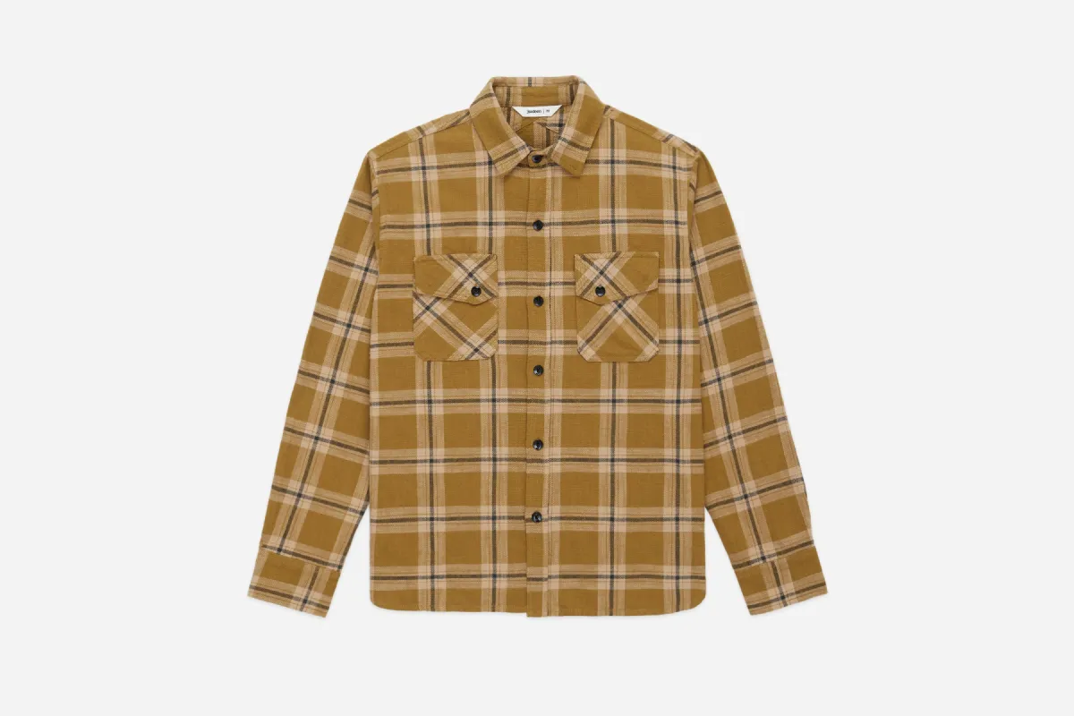 Crosscut Flannel ~ Coyote Slub Check sold by 3sixteen