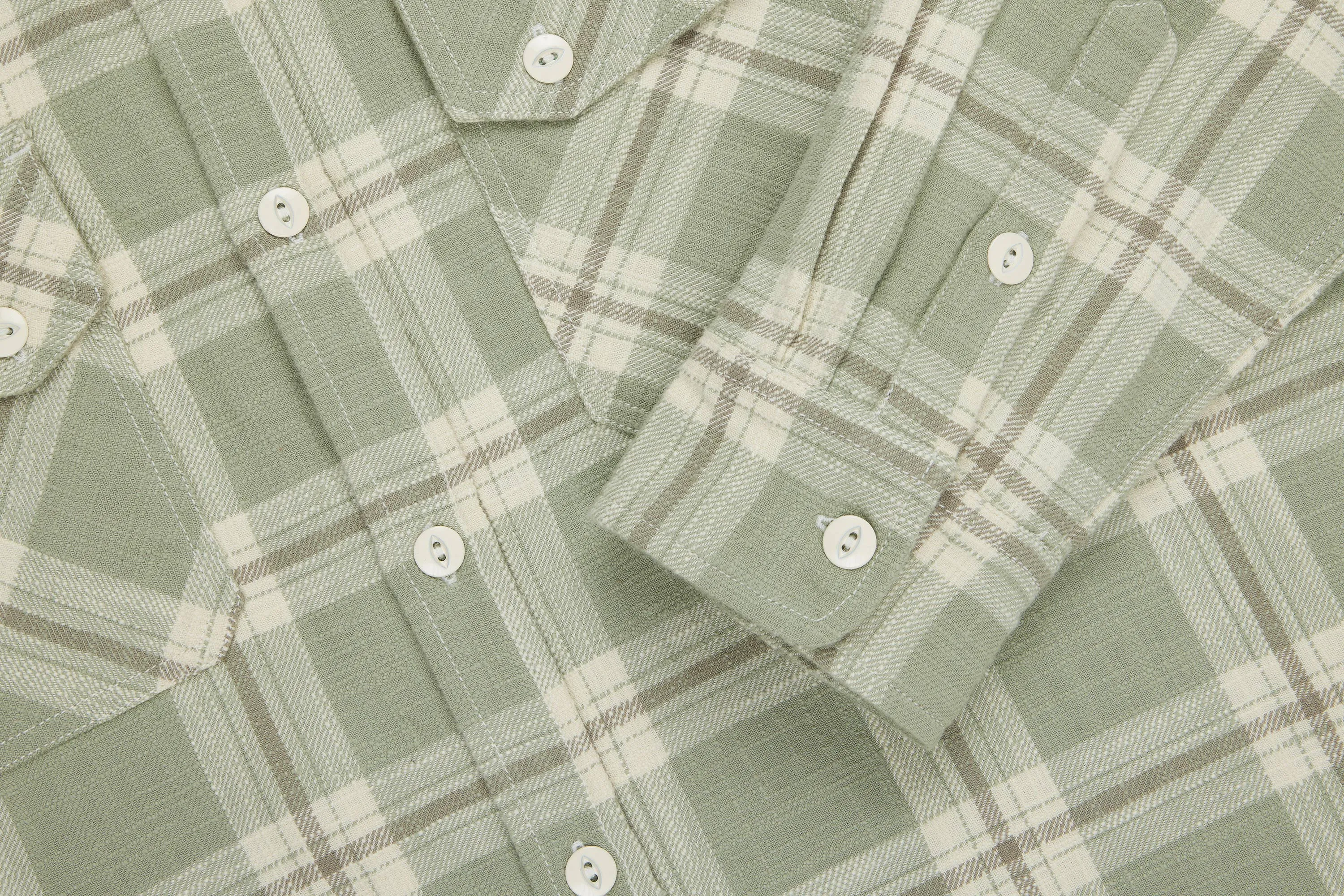 Crosscut Flannel ~ Seafoam Slub Check sold by 3sixteen product image thumbnail 4