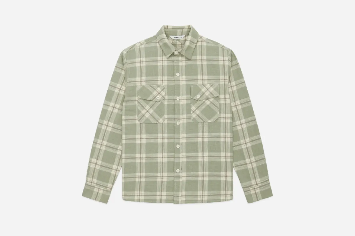 Crosscut Flannel ~ Seafoam Slub Check sold by 3sixteen